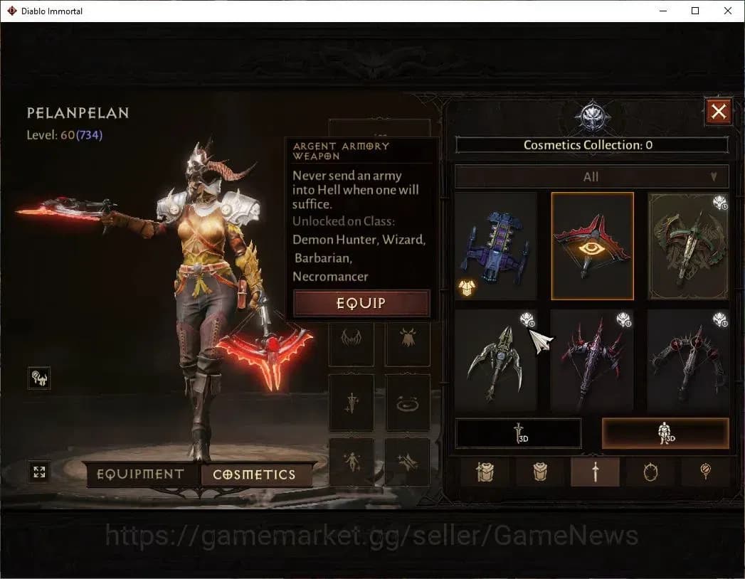 Diablo Immortal Accounts NA-Chain Of Honor|CS ON|Lv60(734)|Demon Hunter|CR image 9