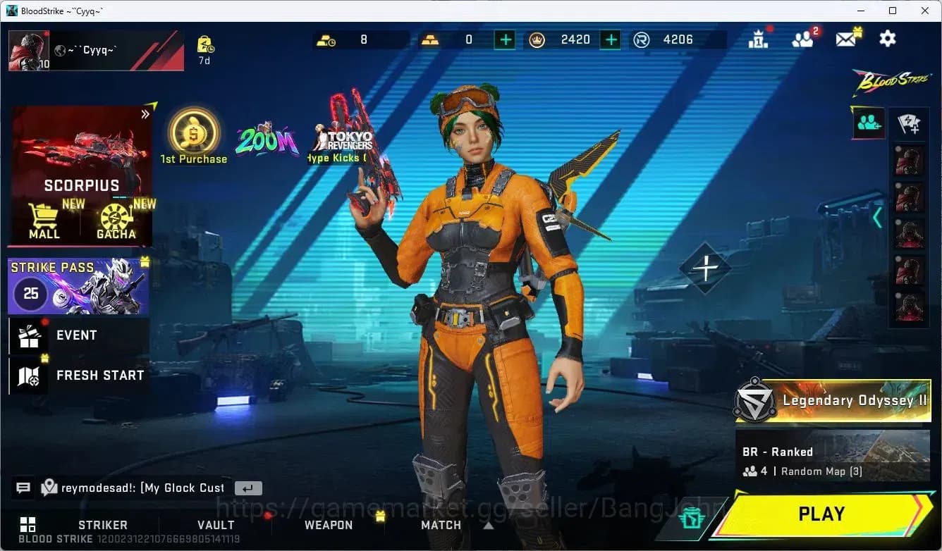 Blood Strike Accounts ASIA | Eternal Desert Eagle-Scorpius | 3 Legendary image 1