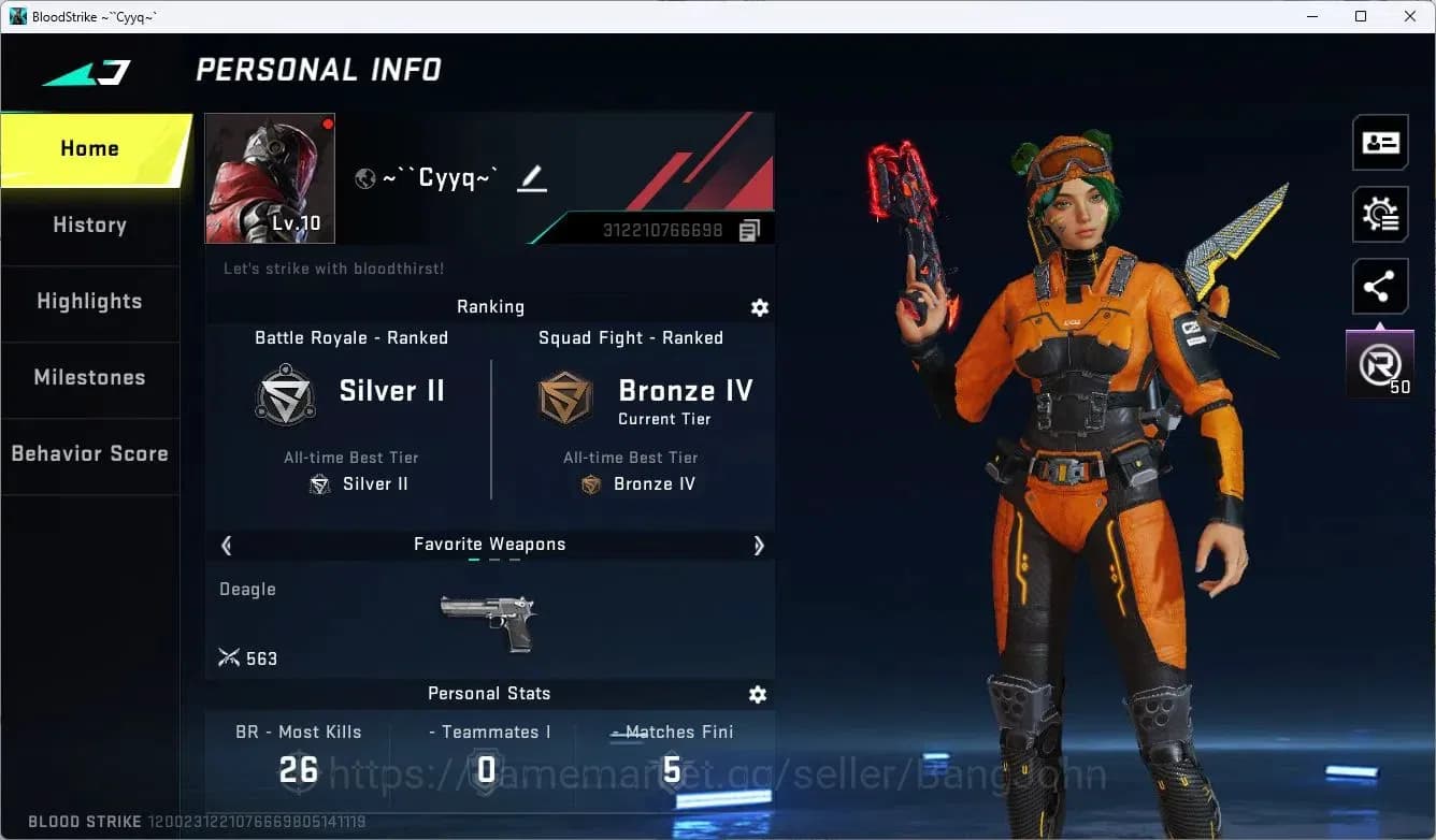 Blood Strike Accounts ASIA | Eternal Desert Eagle-Scorpius | 3 Legendary image 2