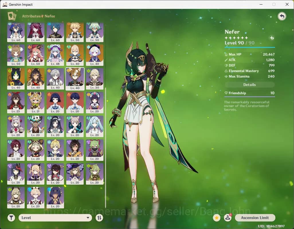 Genshin Impact Accounts ASIA|AR 57|High End|9 limit|PremTeam Nefer|Skirk,C image 16