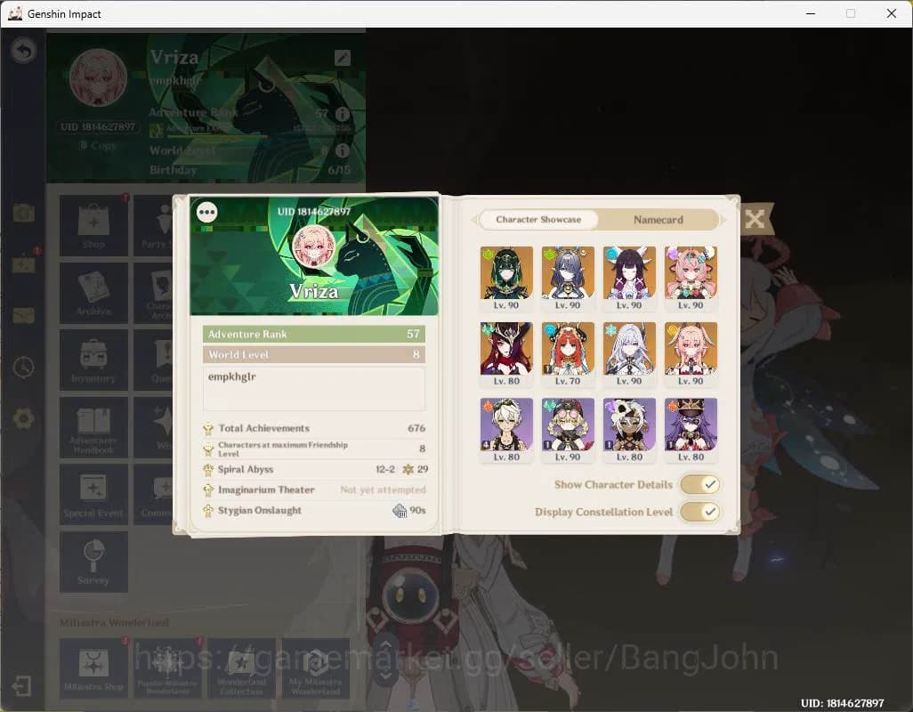 Genshin Impact Accounts ASIA|AR 57|High End|9 limit|PremTeam Nefer|Skirk,C image 20