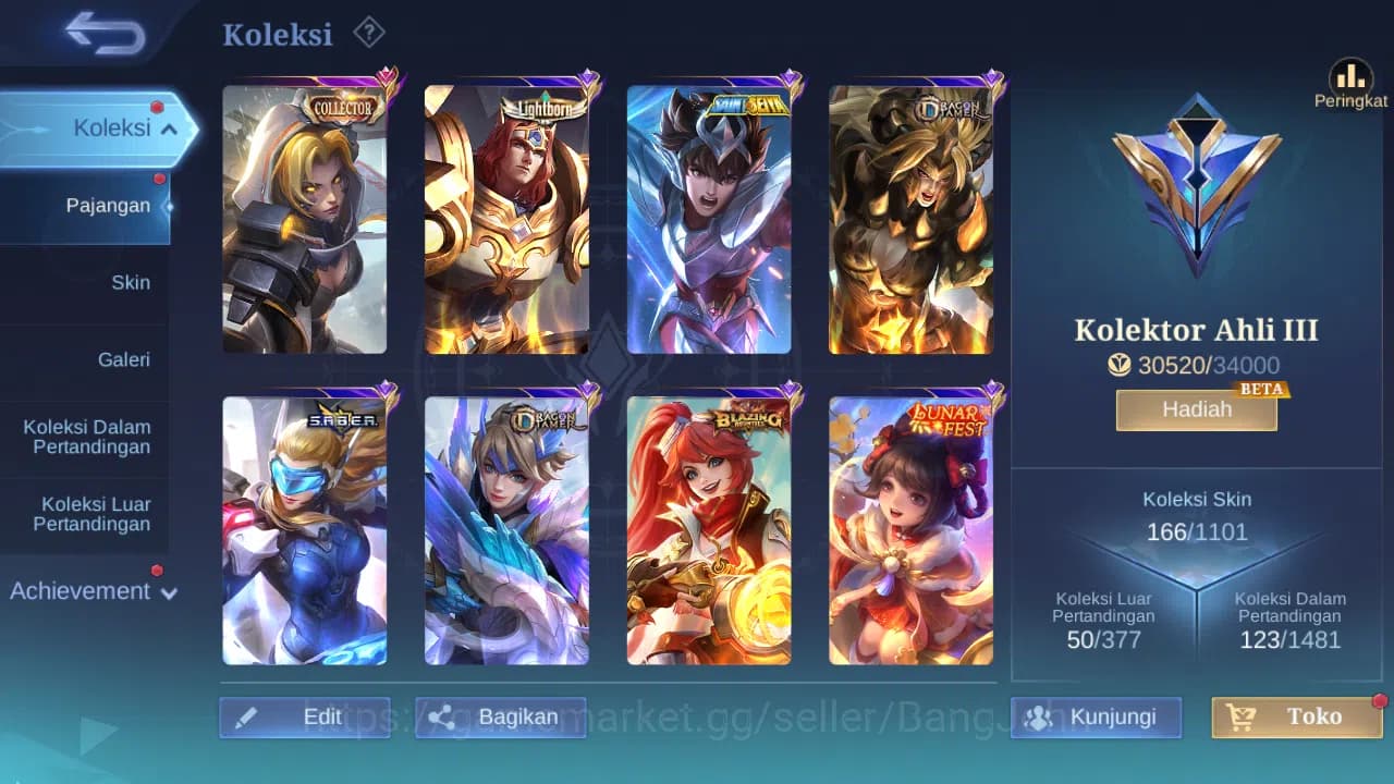 Mobile Legends: Bang Bang Accounts GLOBAL Hero 102 Skin 166 | CC Nata | Lunar Change image 4