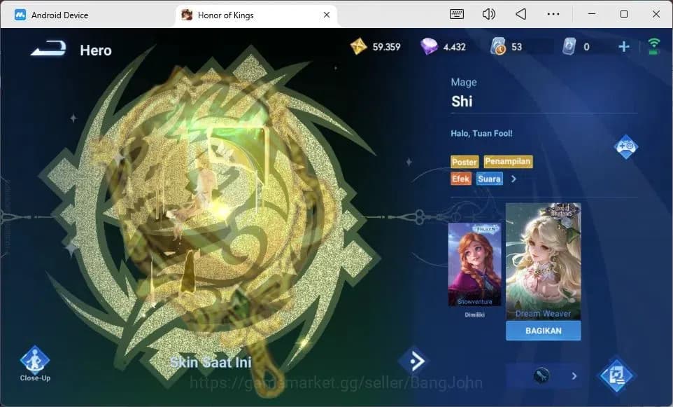 Honor of Kings Accounts Global | 80H | Legend Luna, LNY Da Qiao, Blessed D image 3