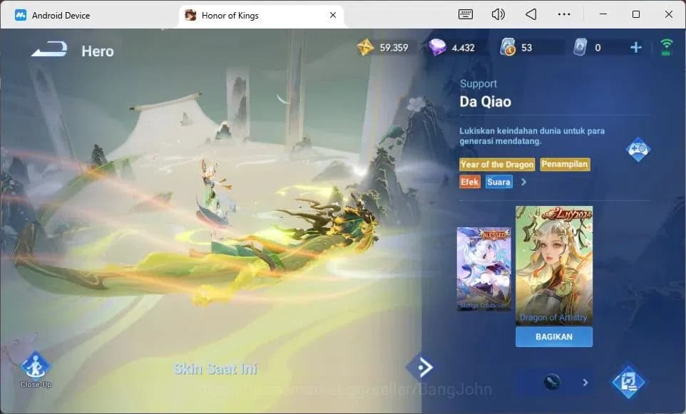 Honor of Kings Accounts Global | 80H | Legend Luna, LNY Da Qiao, Blessed D image 4