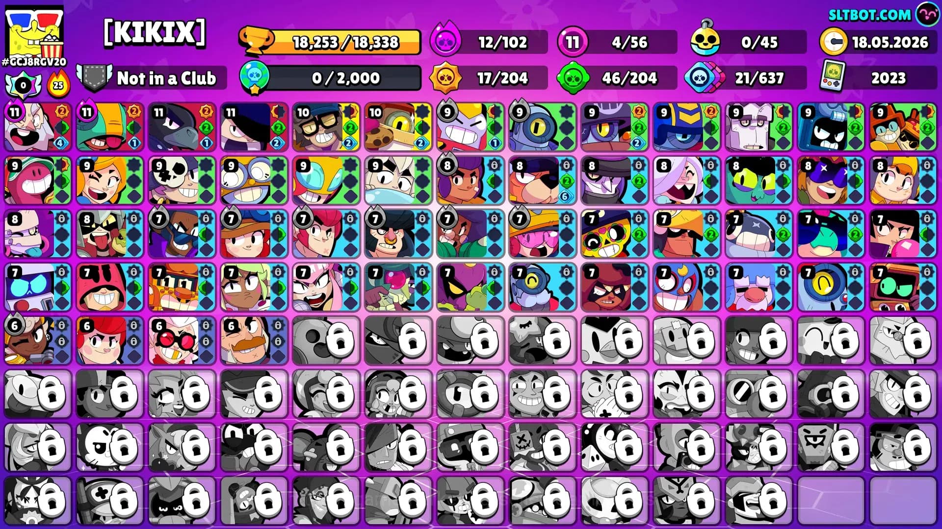 Brawl Stars Accounts 18253 Trophy|56 Brawlers 4 Max Lvl |89 Skins|1 Myt image 1