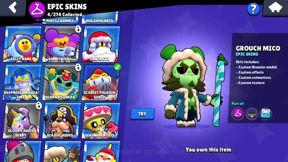 Brawl Stars Accounts 18253 Trophy|56 Brawlers 4 Max Lvl |89 Skins|1 Myt image 13