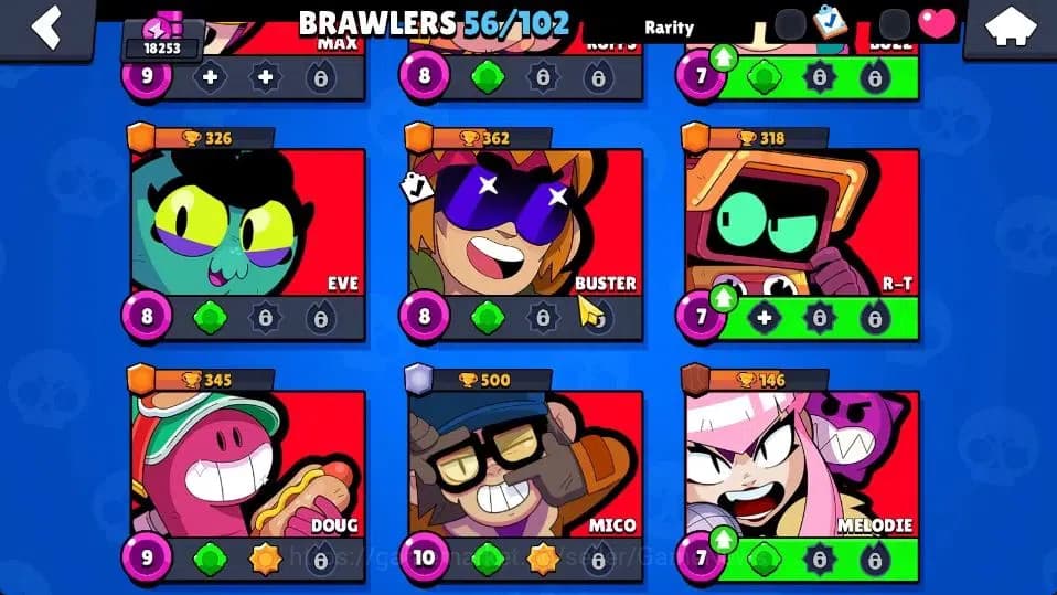 Brawl Stars Accounts 18253 Trophy|56 Brawlers 4 Max Lvl |89 Skins|1 Myt image 7