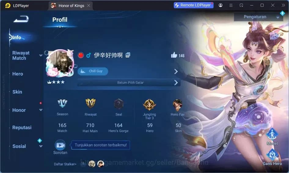 Honor of Kings Accounts GLOBAL|59HR|50SK|LNY2024 LadySun,SunCe,DaQiao|KIC image 1