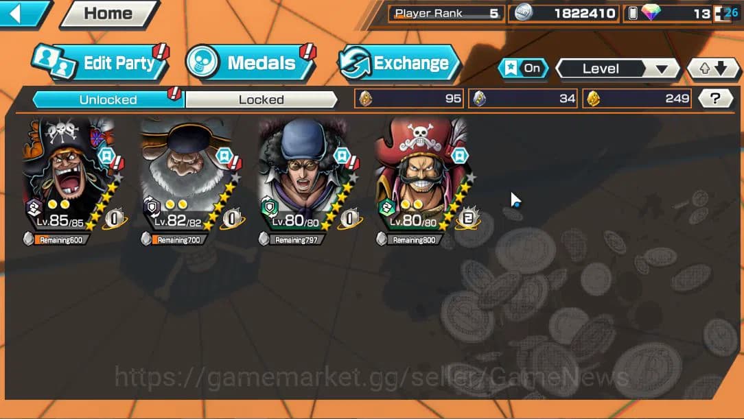 One Piece Bounty Rush Accounts Global|4 EX| T5E St.Jaygarcia Saturn,T4E Marshall image 4
