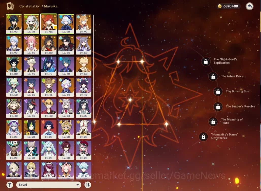 Genshin Impact Accounts ASIA|AR56|PremTeam Mavuika|6Limited+2(*5WEP)|Furin image 17