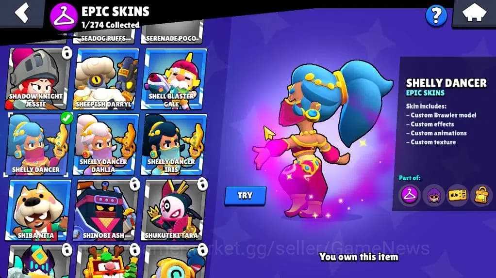 Brawl Stars Accounts 908 Trophy|14 Brawler 1 Max |1 Epic (Shely Dancer) image 11