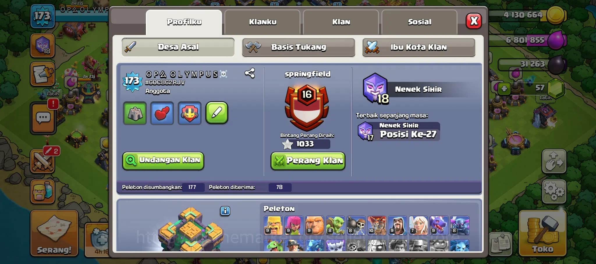 Clash of Clans Accounts TH16 Max Witch Lvl 18 Global #27, AQ 75 BK 70 GW 5 image 1