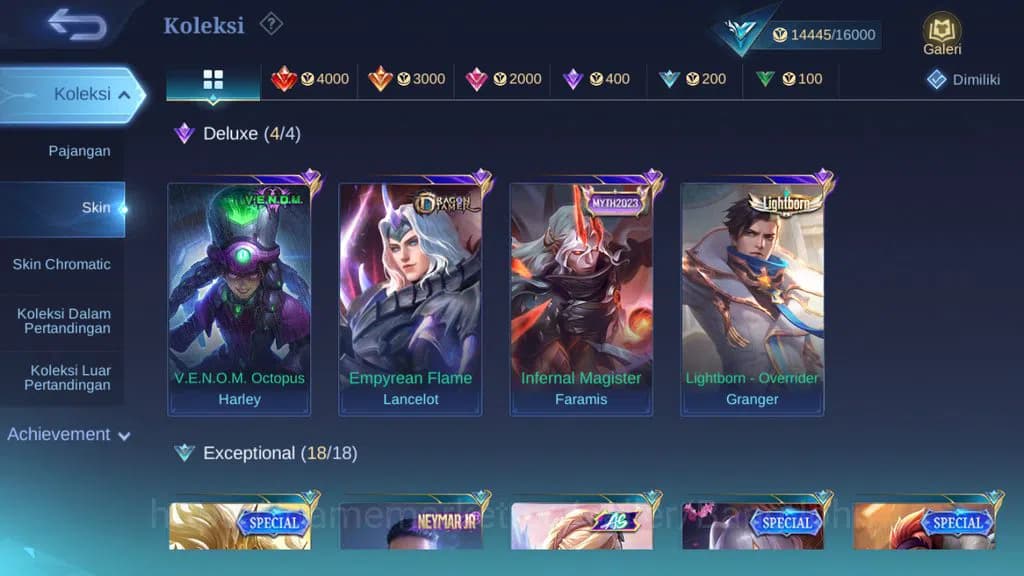 Mobile Legends: Bang Bang Accounts GLOBAL Hero 83 Skin 91 | Lightborn Granger | Dtame image 1