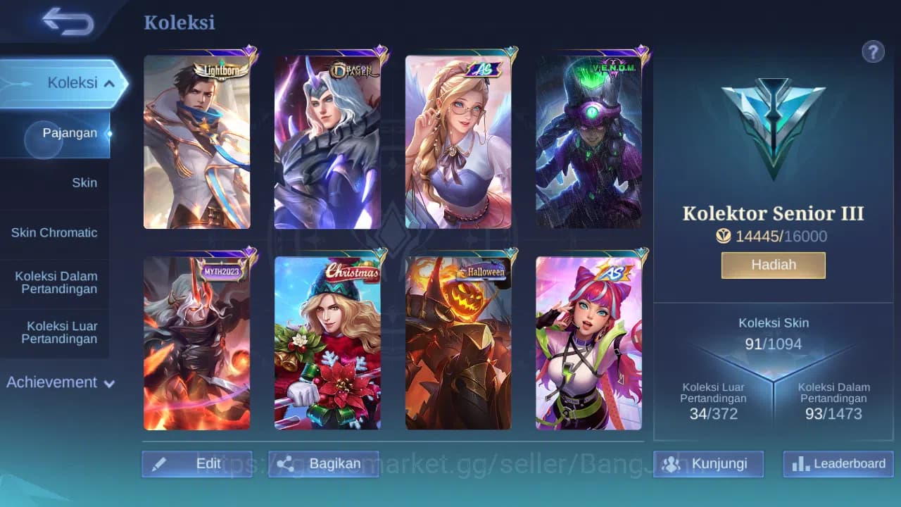 Mobile Legends: Bang Bang Accounts GLOBAL Hero 83 Skin 91 | Lightborn Granger | Dtame image 8