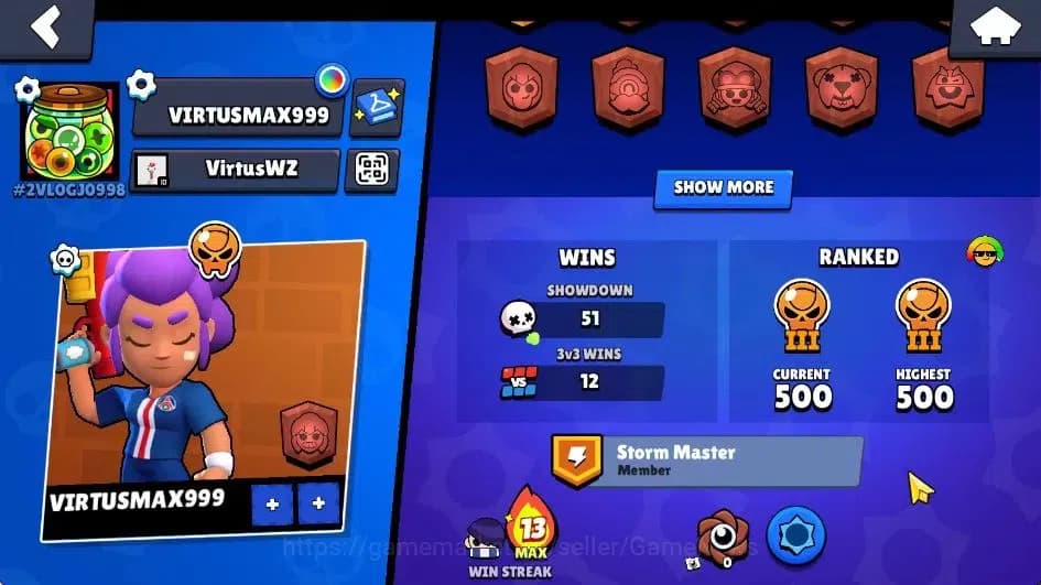 Brawl Stars Accounts 1105 Trophy|17 Brawlers 1 Max Lvl (Edgar)|2 Legend image 3