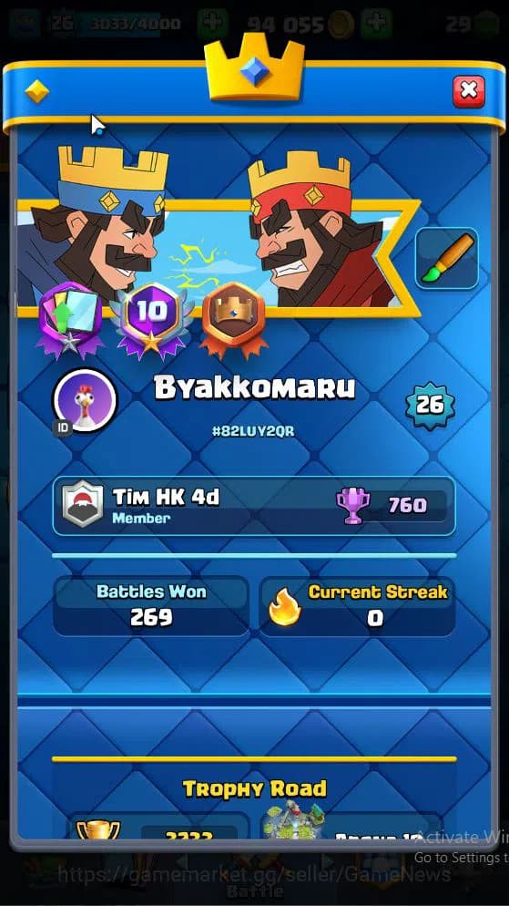 Clash Royale Accounts Lv 26|Trophy 3233|KTL 10|3 WildShard|Limited Skin| image 17
