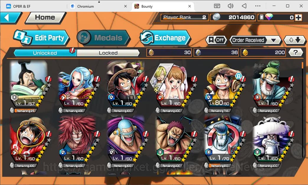 One Piece Bounty Rush Accounts Global|2 EX|MWD Moneky D.Luffy,BMO Kaido|Rank 2|Ba image 4