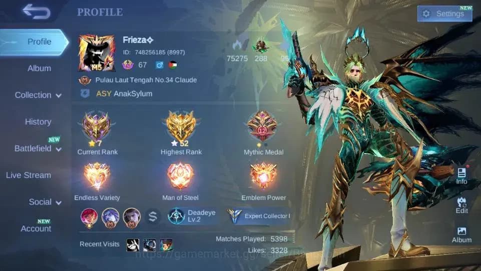 Mobile Legends: Bang Bang Accounts Global|Hero 128 Skin 189|Expert|Prime Granger|M7 G image 1