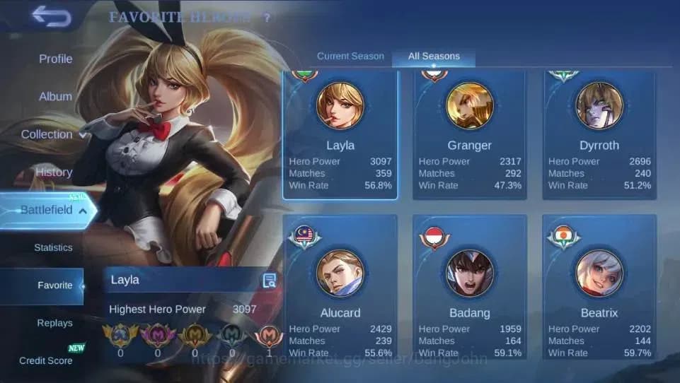 Mobile Legends: Bang Bang Accounts Global|Hero 128 Skin 189|Expert|Prime Granger|M7 G image 4