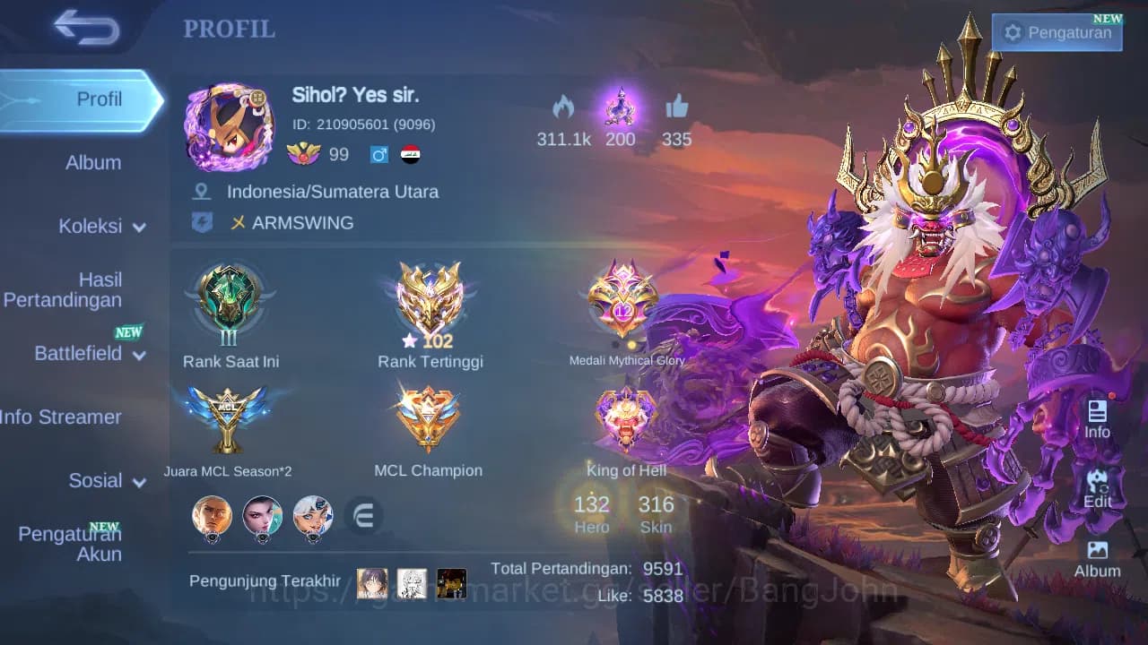 Mobile Legends: Bang Bang Accounts Hero 132 Skin 316 | Legend Franco | Prime Beatrix image 1