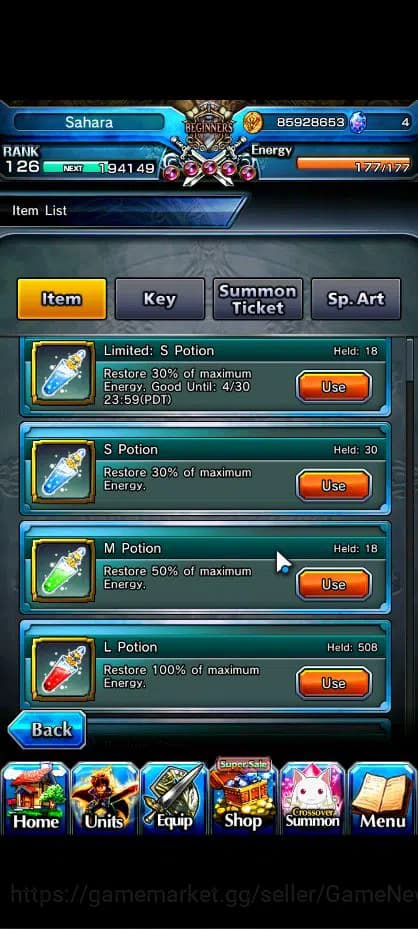 Grand Summoners Accounts Global|Rank 126|1 Sp Art|34 Ascend|RoyTW,EmiyaTW,R image 2
