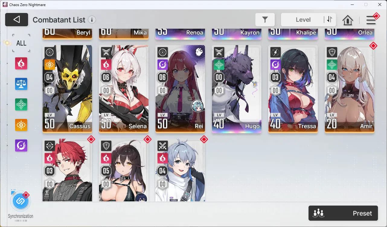 Chaos Zero Nightmare Accounts ASIA LV55 21SSR Serenial+Sign Meilin E2+Sign Haru+ image 15