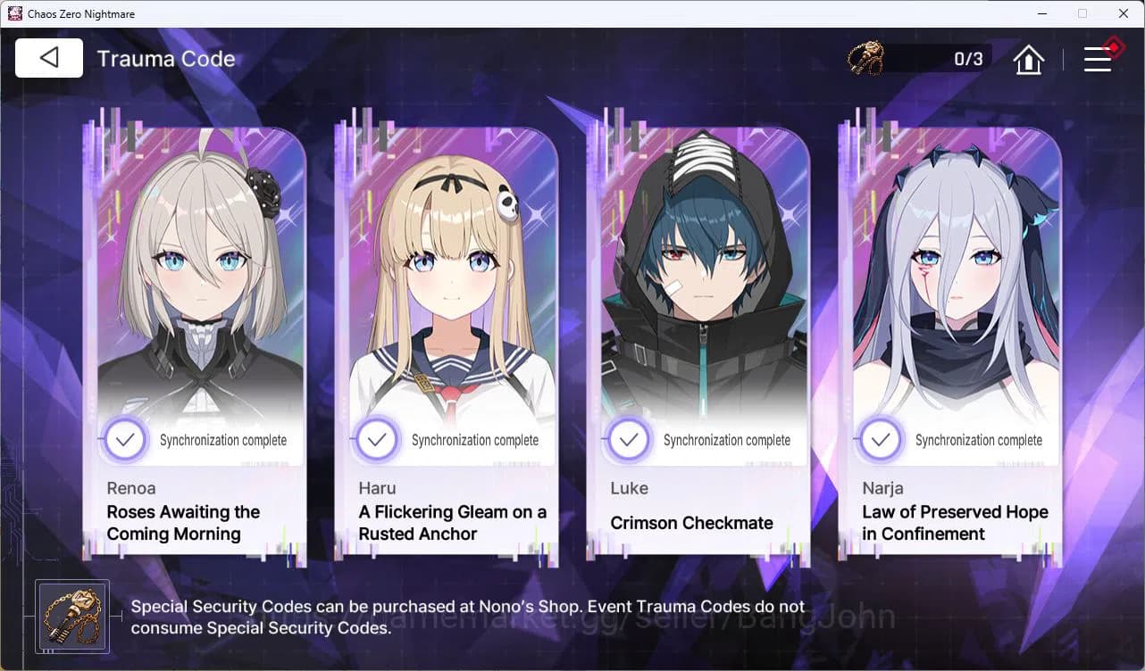 Chaos Zero Nightmare Accounts ASIA LV55 21SSR Serenial+Sign Meilin E2+Sign Haru+ image 7