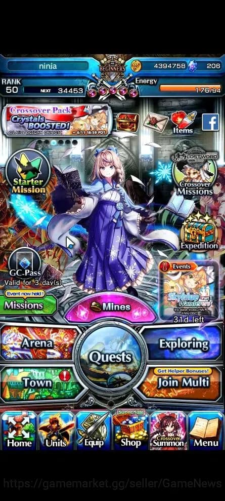 Grand Summoners Accounts Global|Rank 50|206 CC|2 Ascend+1 TW| [Reimu Hakure image 1