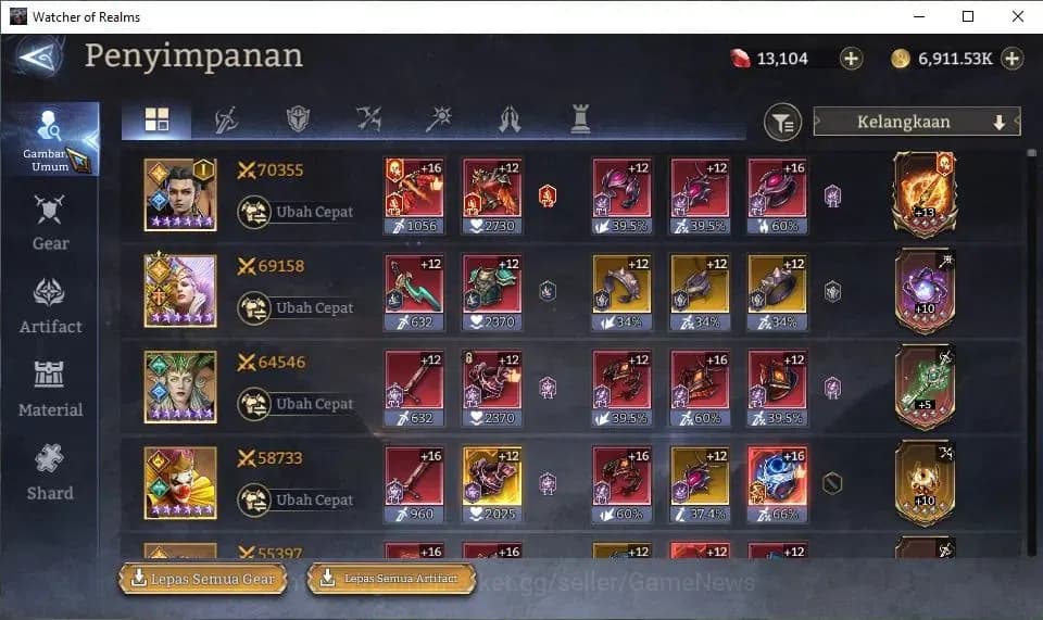 Watcher of Realms Accounts GLOBAL 60x|Lv 45|1,2M Power|13K Gems+32 AS|1 Lord[ image 11