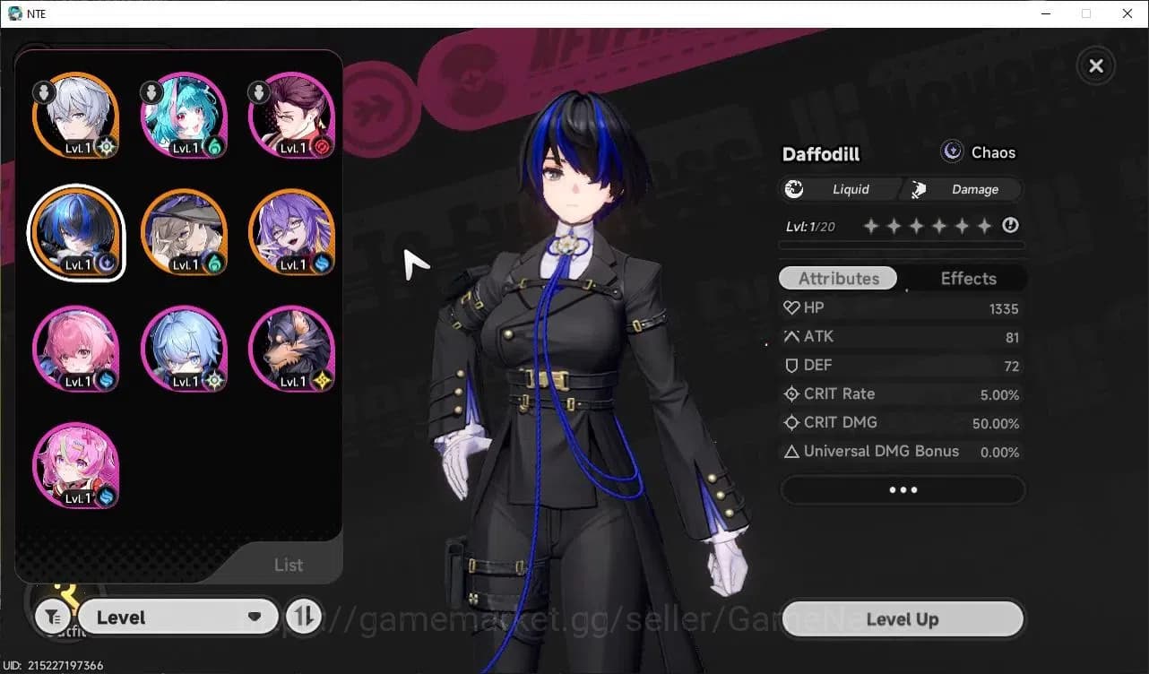 Neverness to Everness Accounts Global EU |HL 3| 3 SSR Daffodil, Jiuyuan, Fadia |6 image 1
