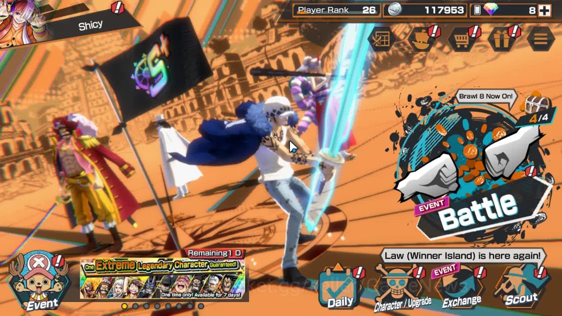 One Piece Bounty Rush Accounts Global|4EX 3MAX|Winner Island Travalgar Law,AF Rob image 1