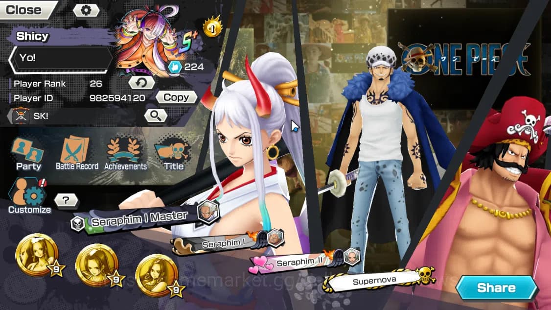 One Piece Bounty Rush Accounts Global|4EX 3MAX|Winner Island Travalgar Law,AF Rob image 2