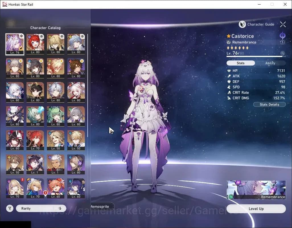 Honkai Star Rail Accounts Asia |TL 70|Sparxie Prem Team|16 Limited|[Castoric image 4