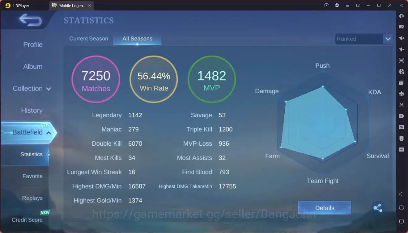 Mobile Legends: Bang Bang Accounts Global|Hero 139|Skin 317|Renowned|KOF Karina|Lucky image 17