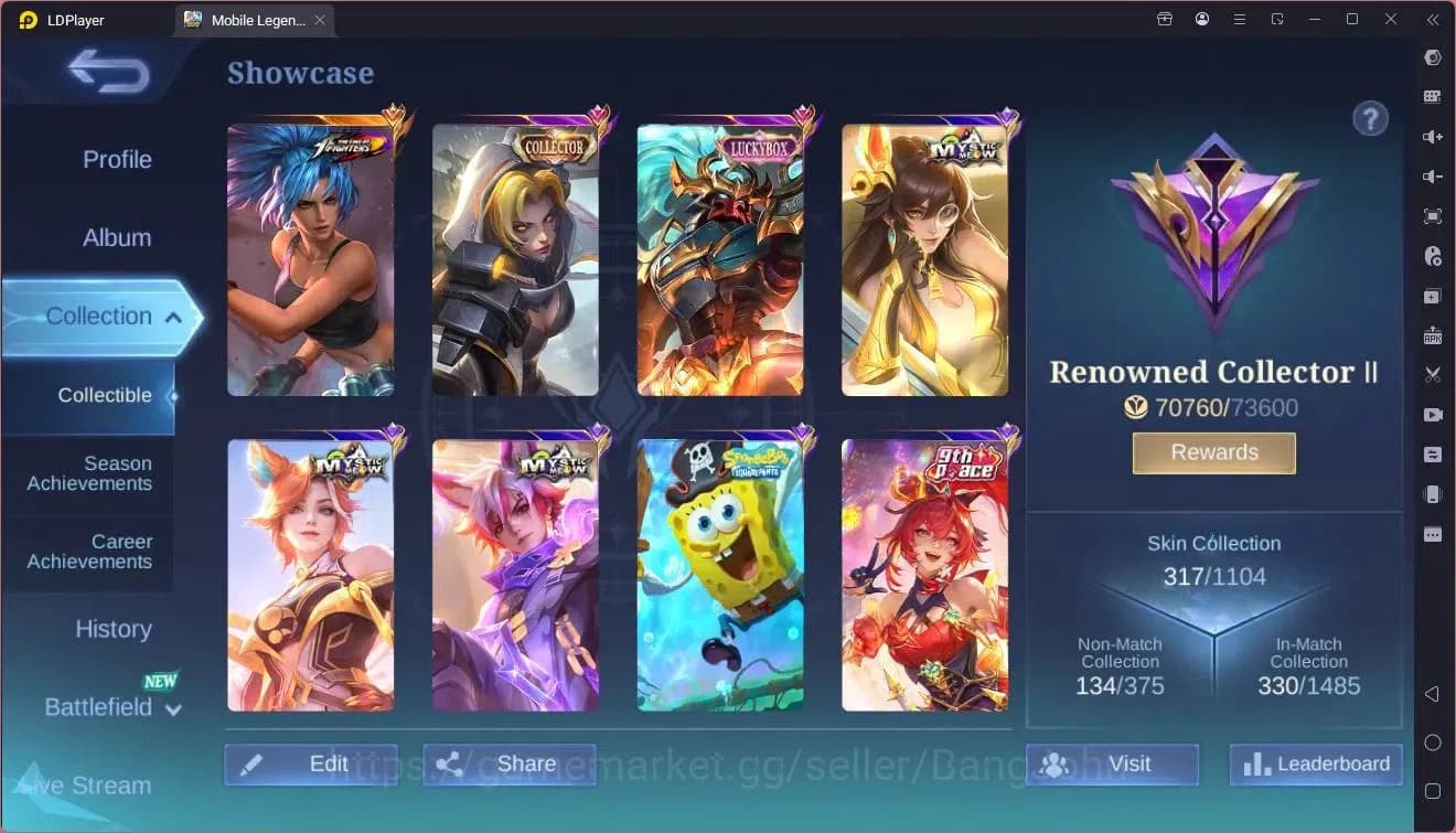 Mobile Legends: Bang Bang Accounts Global|Hero 139|Skin 317|Renowned|KOF Karina|Lucky image 18