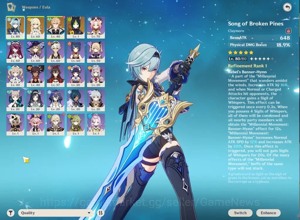 Genshin Impact Accounts ASIA|AR 45|2 Limited+3(*5WEP)|Varka,Eula+Sign,Tigh image 12