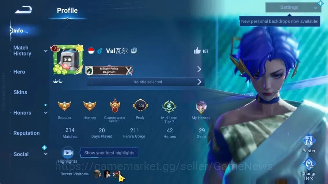Honor of Kings Accounts Hero 42 Skin 29|Legend (Yao),AOT(Mayene),GM(Gan & image 2