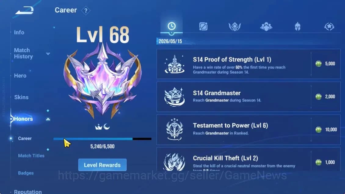 Honor of Kings Accounts Hero 42 Skin 29|Legend (Yao),AOT(Mayene),GM(Gan & image 6
