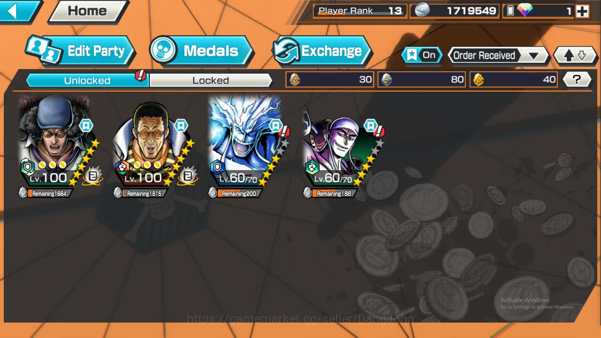 One Piece Bounty Rush Accounts Global | 2 EX | Rank 13 | 2 MAX | Kuzan, Borsalino image 2