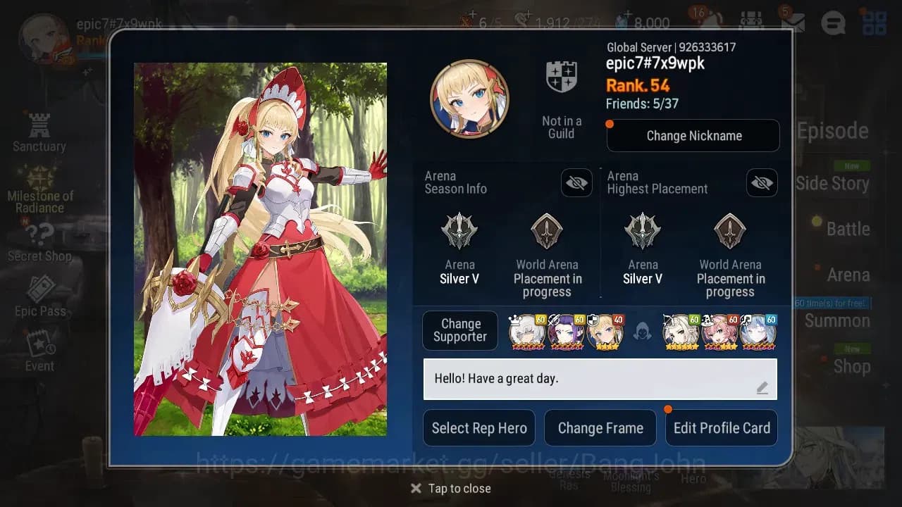Epic Seven Accounts Global Unverif|8 ML(Boss Arunka,LOT Schales,DB sen image 17