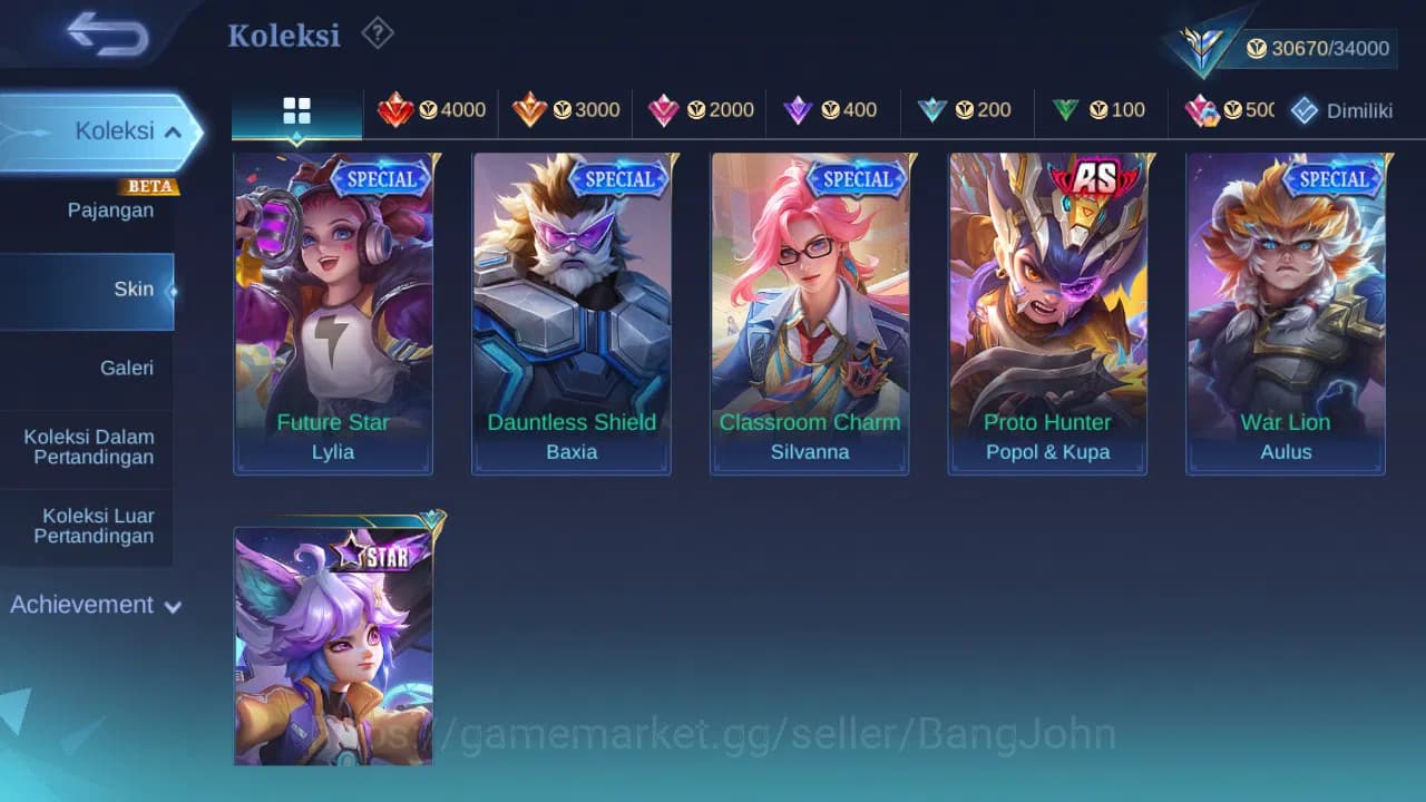Mobile Legends: Bang Bang Accounts GLOBAL Hero 107 Skin 158 Lightborn Granger Harith image 8