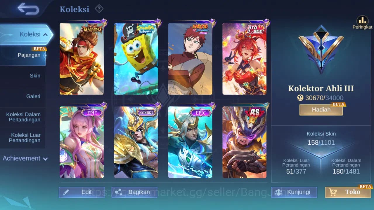 Mobile Legends: Bang Bang Accounts GLOBAL Hero 107 Skin 158 Lightborn Granger Harith image 9