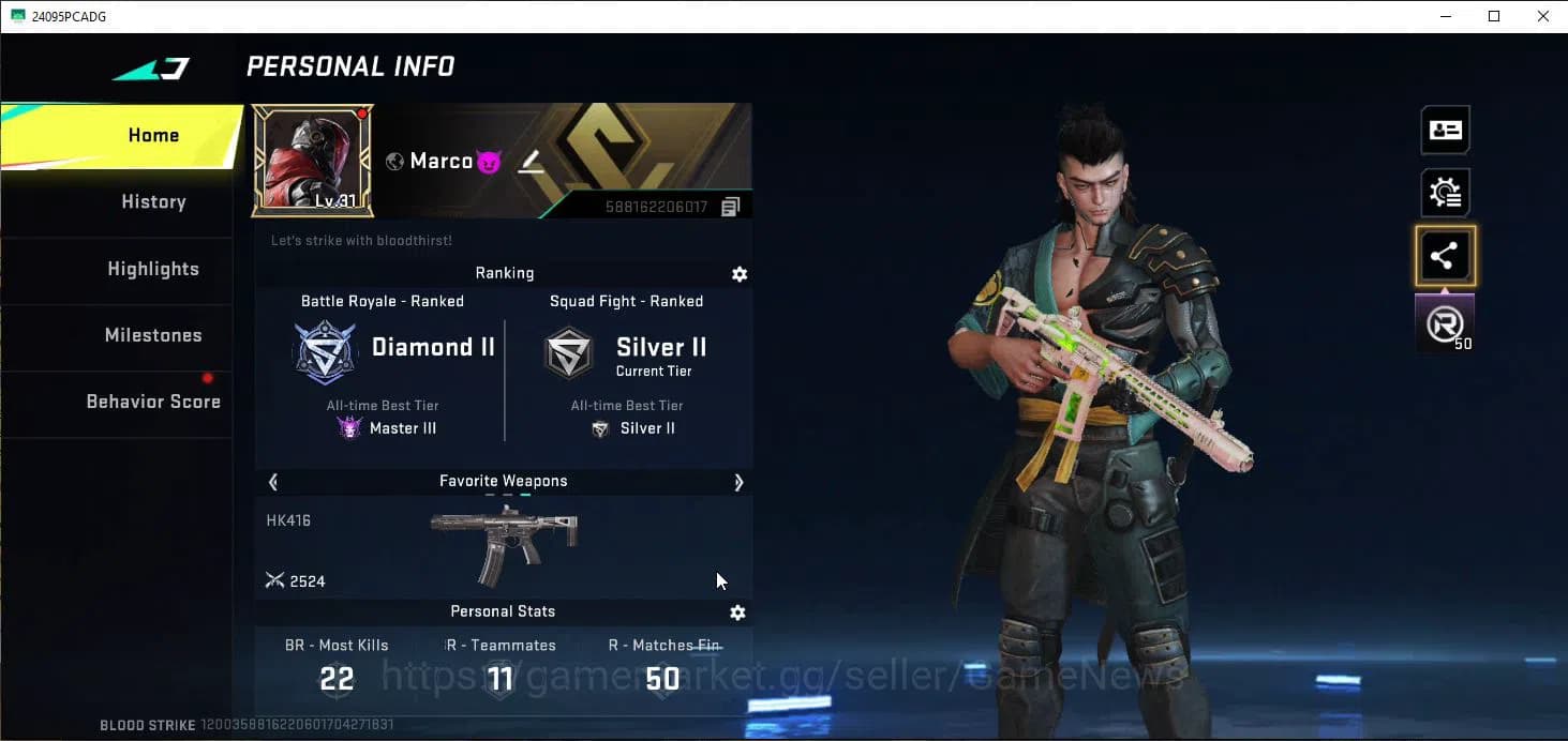 Blood Strike Accounts ASIA|Collab 7DS(AK47,M700),Bleach(Byakuya)+ULTRA(I image 1