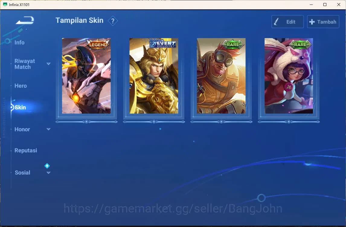 Honor of Kings Accounts GLOBAL | hero 22, skin 7 legend houyi, Arthur, RAR image 2