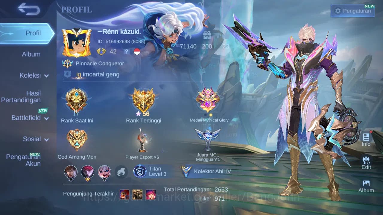 Mobile Legends: Bang Bang Accounts GLOBAL Hero 96 Skin 122 Pace Fanny | Dtamer Valir image 16