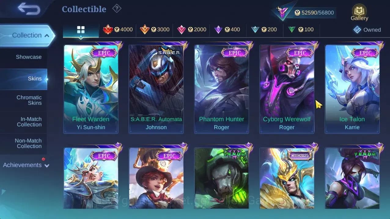 Mobile Legends: Bang Bang Accounts Hero132|Skin246|High Glory 67|KOF Karina,CC Natali image 7