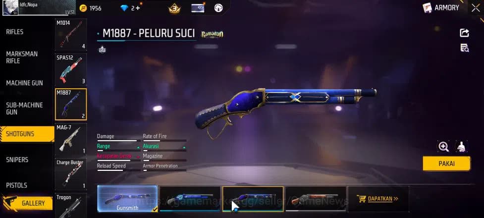 Free Fire Accounts Indonesia| M1887 Mamba GNAW,Peluru Suci | Scythe E image 10