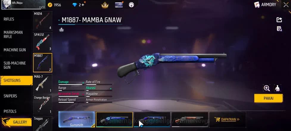 Free Fire Accounts Indonesia| M1887 Mamba GNAW,Peluru Suci | Scythe E image 11
