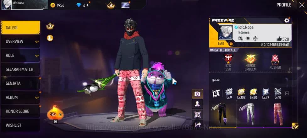 Free Fire Accounts Indonesia| M1887 Mamba GNAW,Peluru Suci | Scythe E image 13