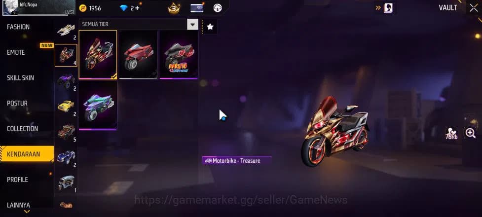 Free Fire Accounts Indonesia| M1887 Mamba GNAW,Peluru Suci | Scythe E image 3